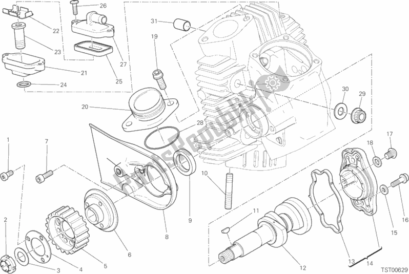 Alle onderdelen voor de Horizontaal Hoofdtimingsysteem van de Ducati Scrambler Full Throttle USA 803 2019
